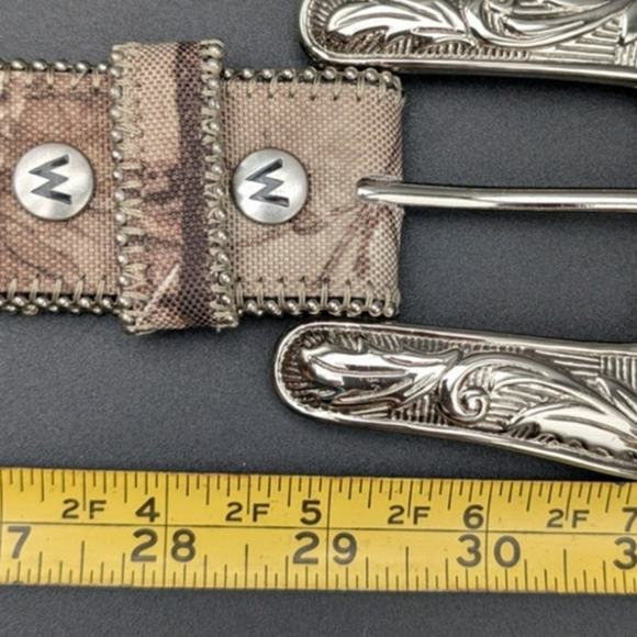 Western Belt Womens Medium Camo Leather Studs Pink Rhinestones Silvertoned Rodeo main image 10